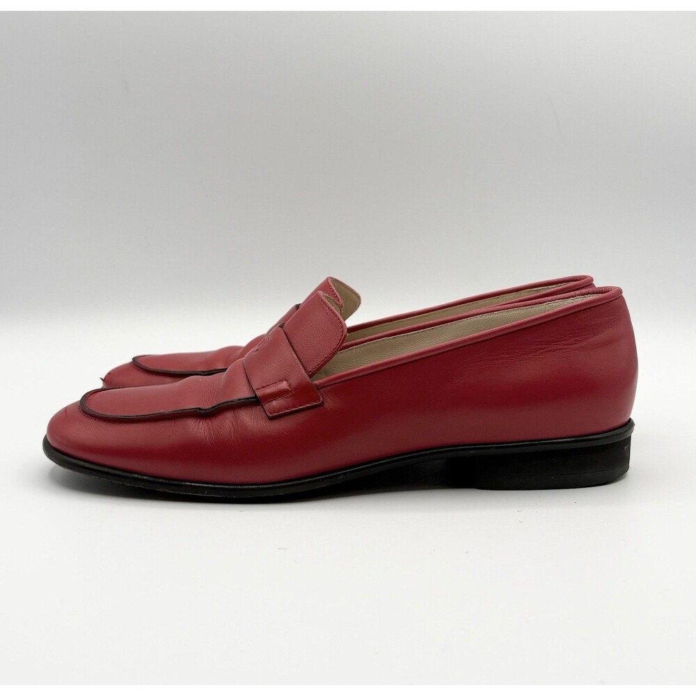 Chanel Red Calf Leather Loafers CC Logo Vintage Black Trim Y2K Sz EU 36 - Picture 4 of 14